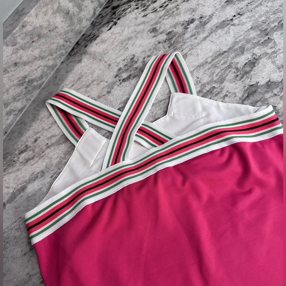 Athleta women's Sz S pink criss cross shelf bra tank top. - Picture 5 of 10